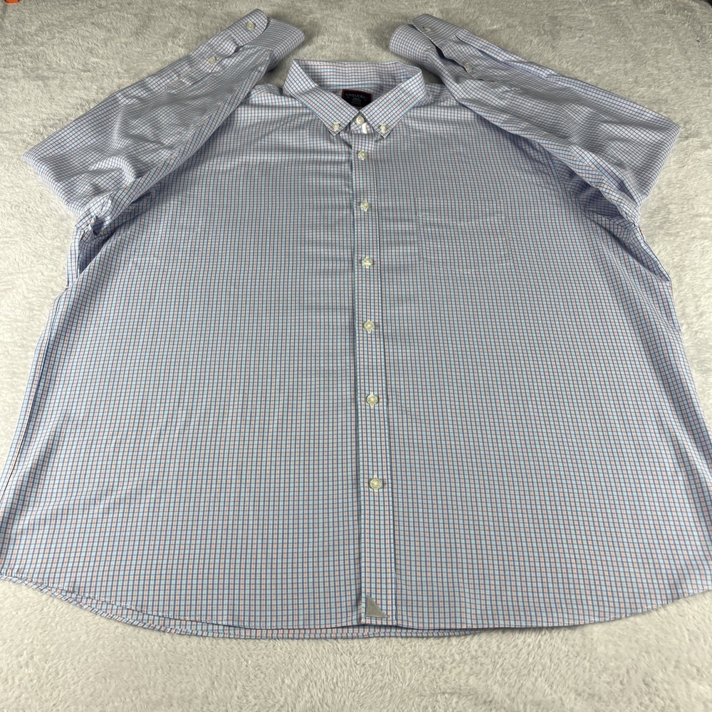 Untuck It Long Sleeve Blue Plaid Gingham Spring Button Down Shirt Size XXXLC